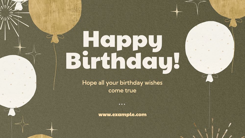 Happy birthday blog banner template, editable text