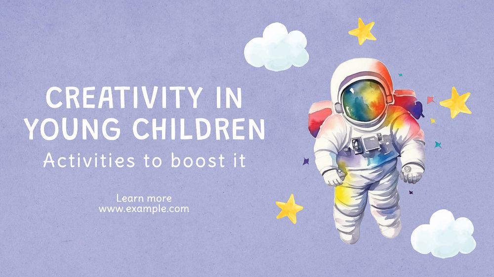 Creativity in children blog banner template, editable text