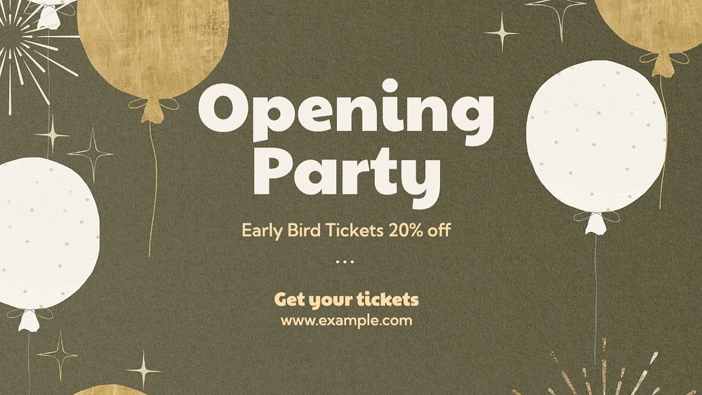 Opening party blog banner template, editable text