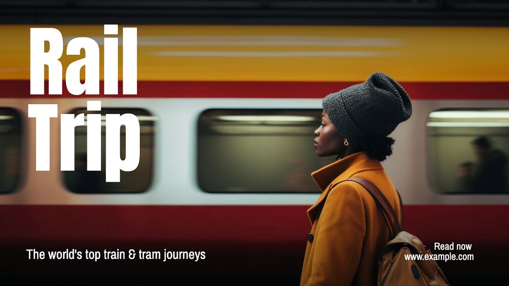 Rail trip blog banner template, editable text