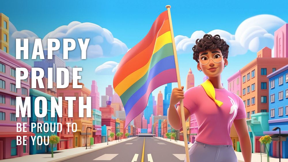 Happy pride month blog banner template, editable text