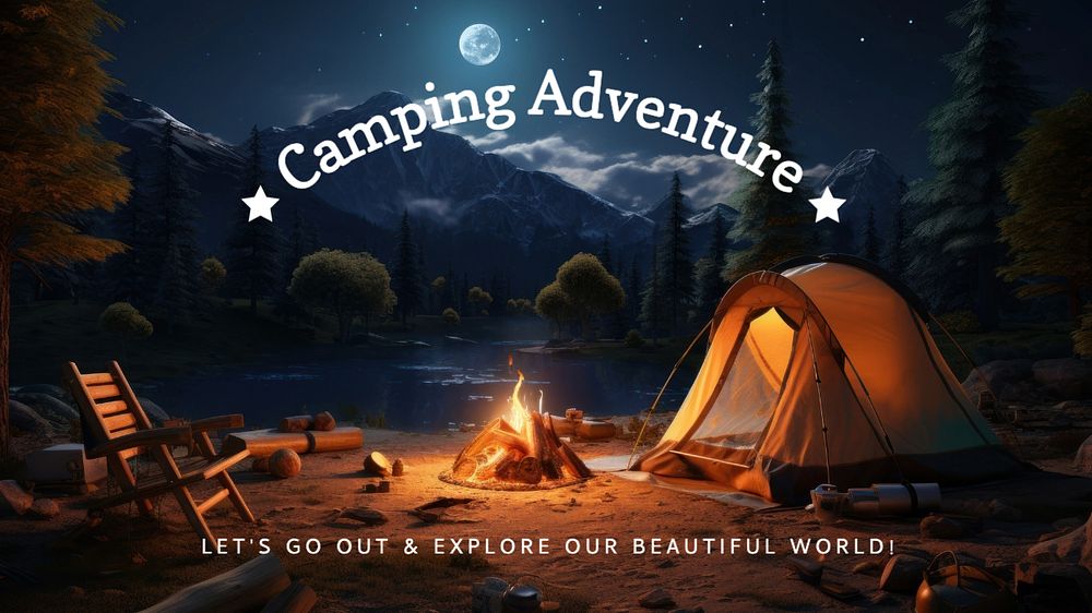 Camping adventure blog banner template, editable text