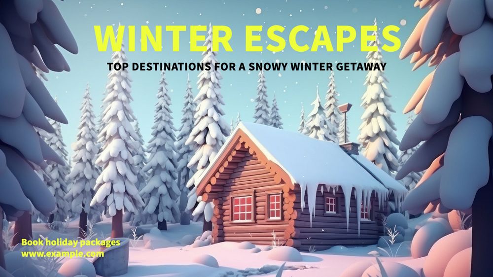 Winter getaway blog banner template, editable text