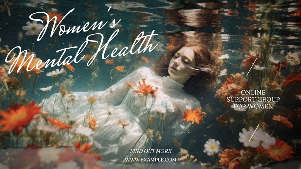 Women's mental health blog banner template, editable text