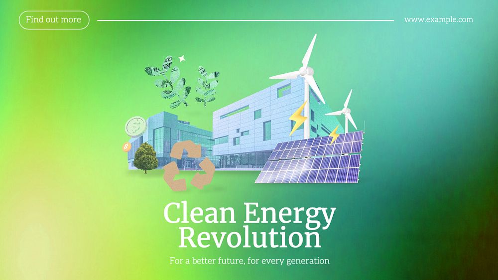 Clean energy revolution blog banner template, editable text