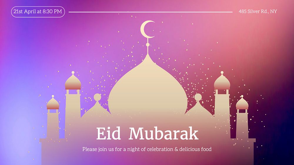 Eid Mubarak blog banner template, editable text