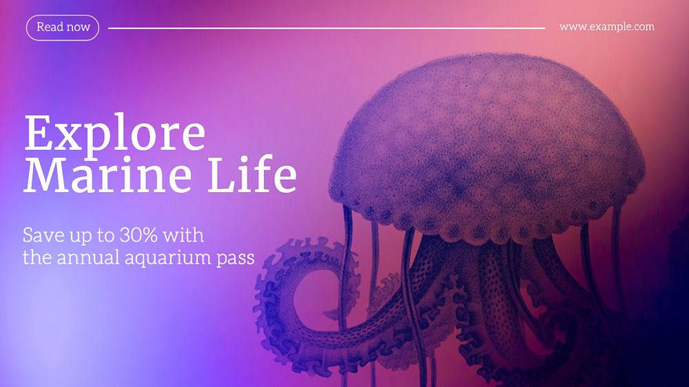 Explore marine life blog banner template, editable text