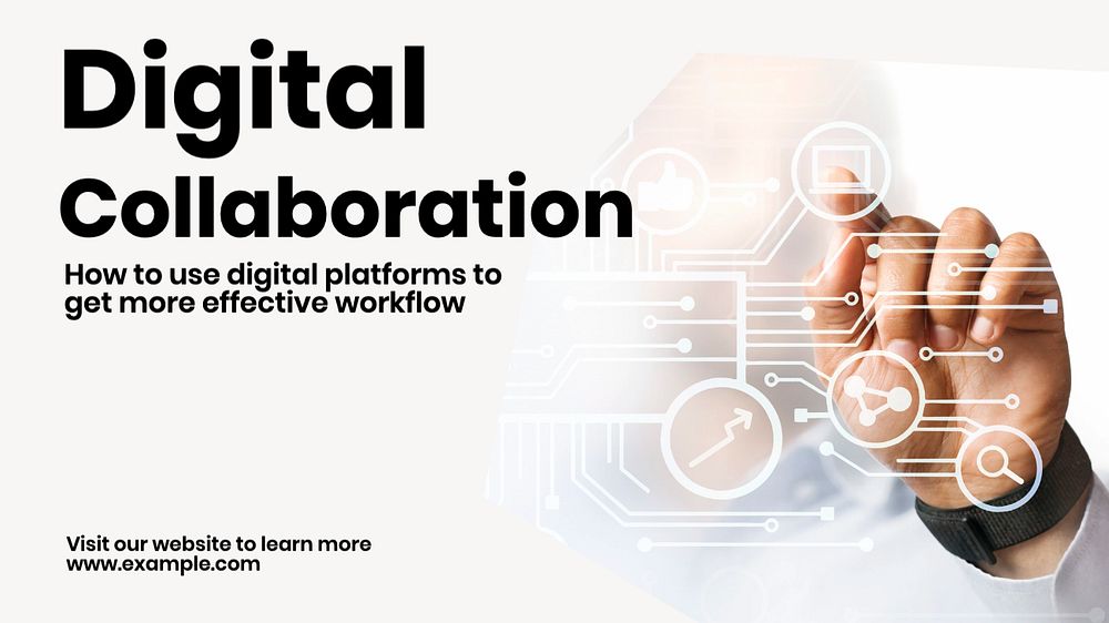 Digital collaboration blog banner template, editable text