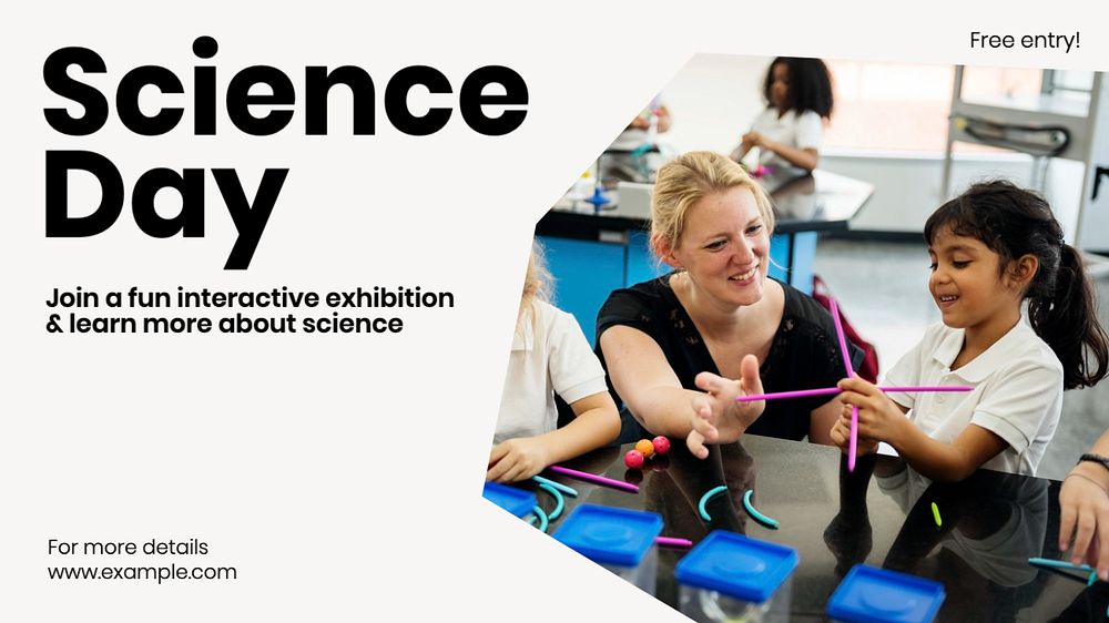 Science day exhibition blog banner template, editable text