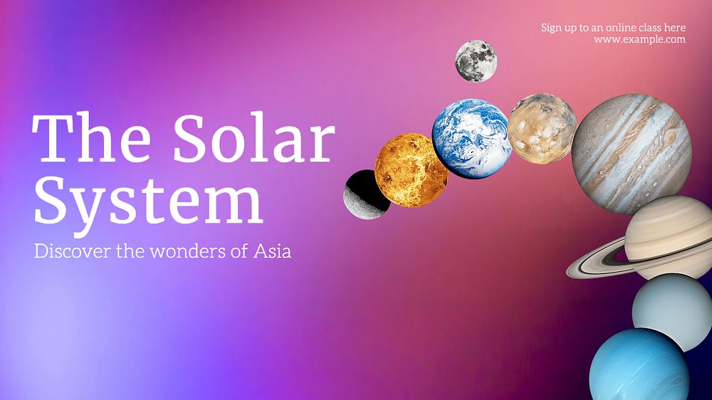 Solar system class blog banner template, editable text