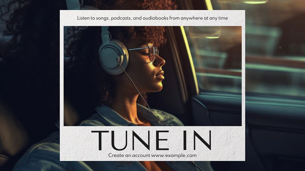 Tune in blog banner template, editable text