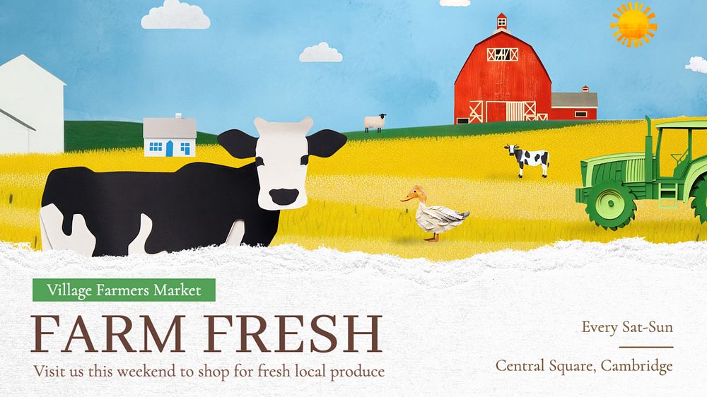 Farm fresh blog banner template, editable text