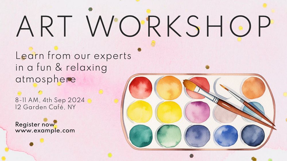 Art workshop blog banner template, editable text