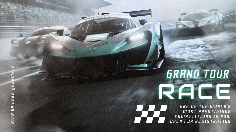 Car racing blog banner template, editable text