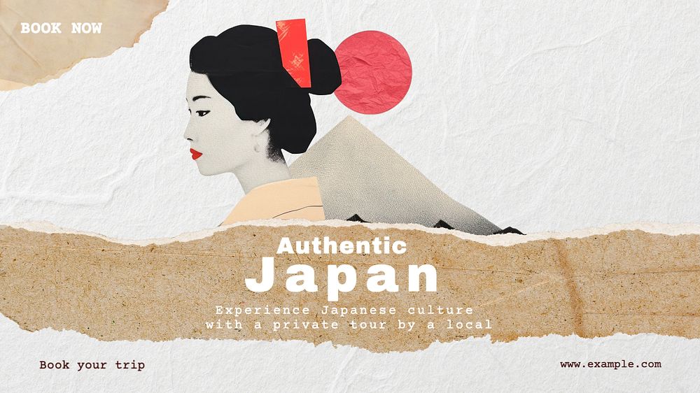 Authentic Japan blog banner template, editable text