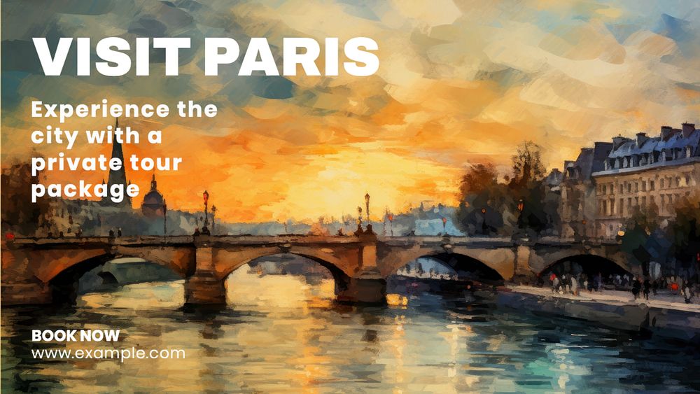 Paris private tour blog banner template, editable text