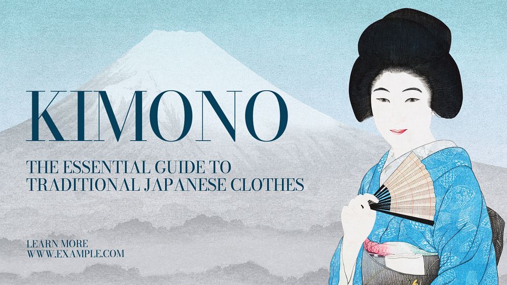 Kimono  blog banner template, editable text