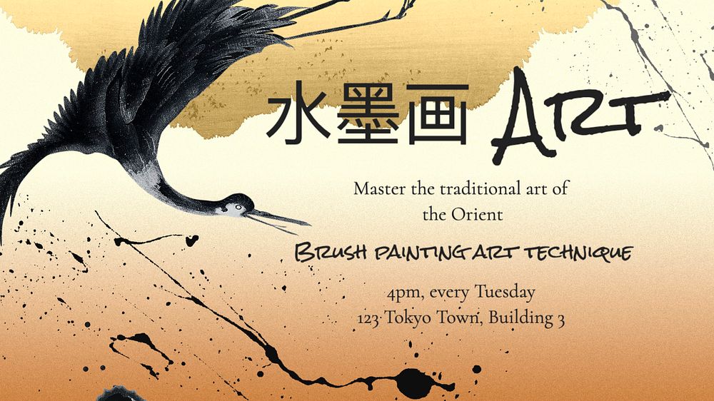 Traditional art class blog banner template, editable text