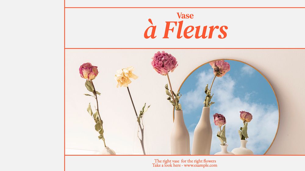 Flower shop  blog banner template, editable text