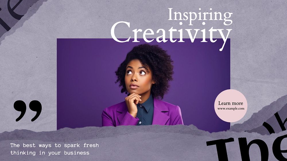 Inspiring creativity blog banner template, editable text