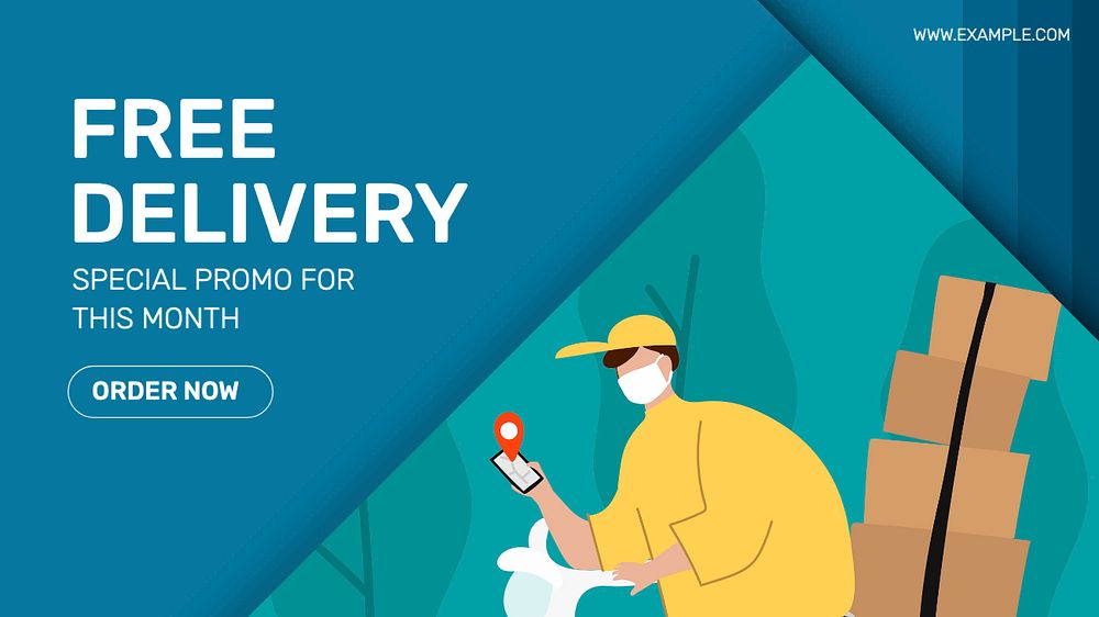 Free delivery blog banner template, editable text