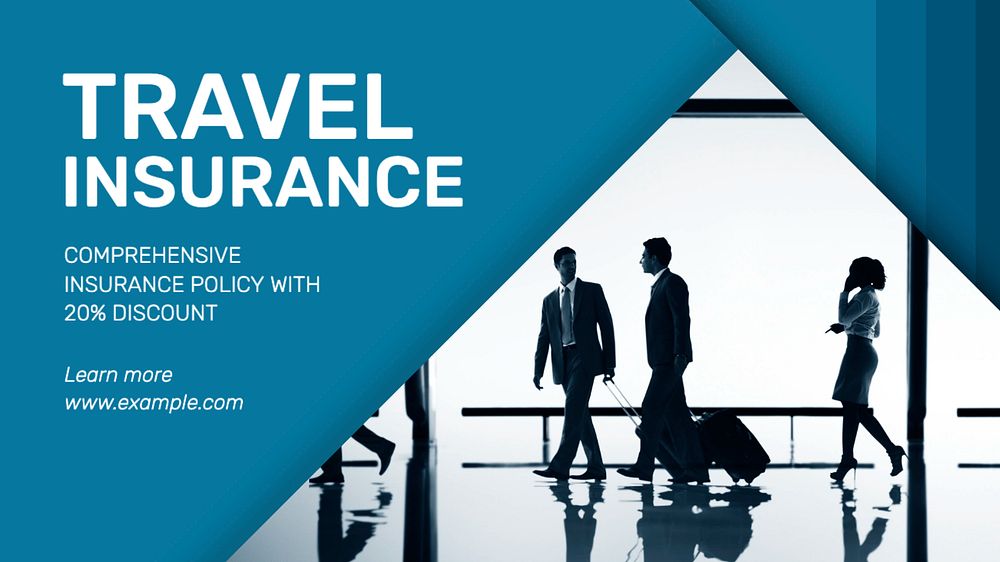 Travel insurance blog banner template, editable text