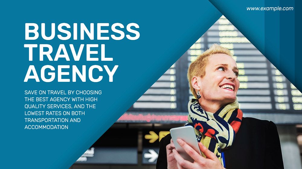 Travel agency blog banner template, editable text