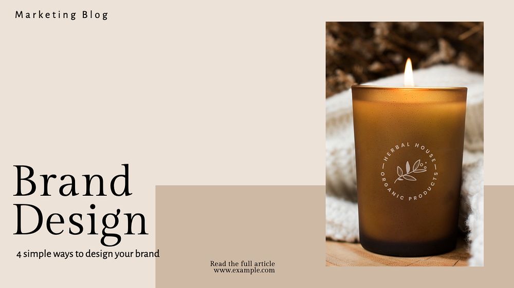 Brand design blog banner template, editable text