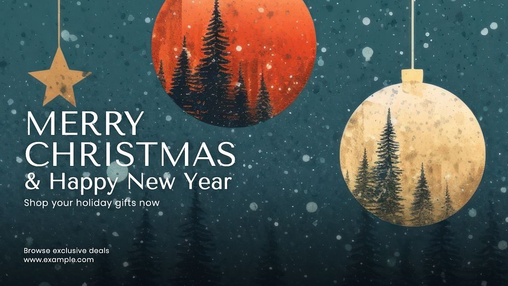 Merry christmas blog banner template, editable text