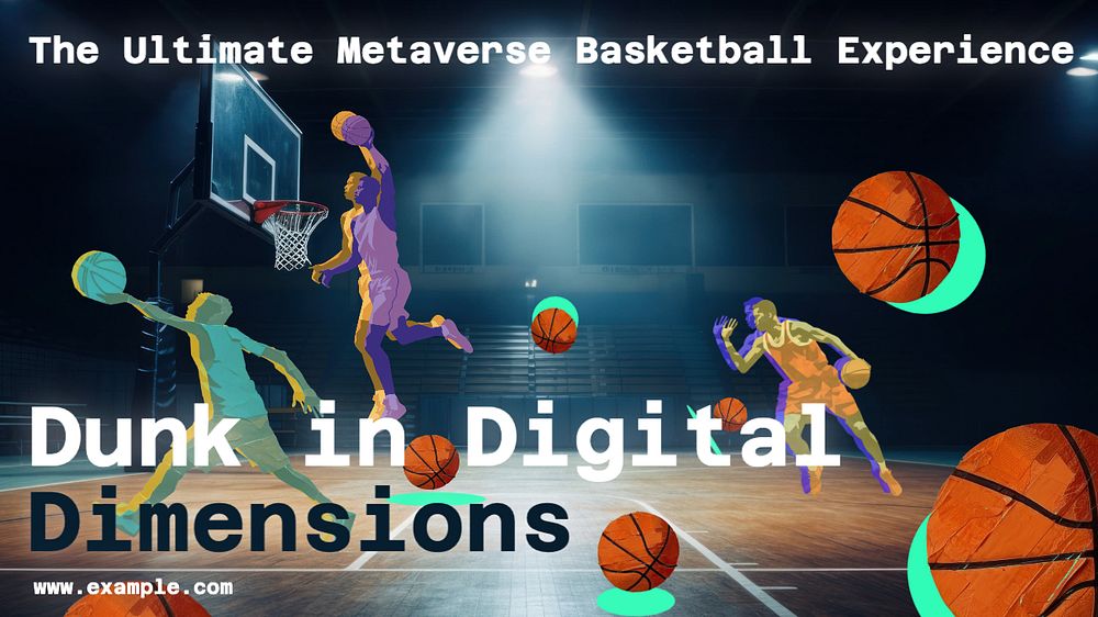 Metaverse basketball tournament poster template, editable text and design