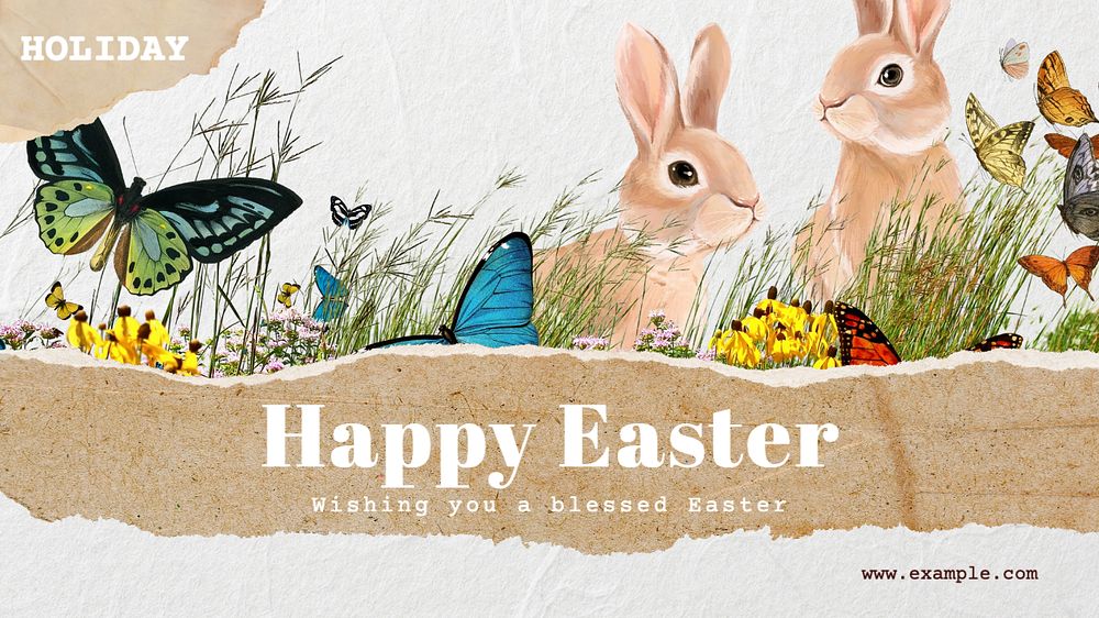 Happy Easter blog banner template, editable text