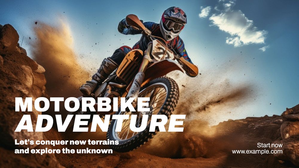 Motorbike adventure blog banner template, editable text