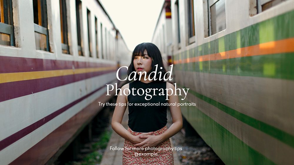 Candid photography blog banner template, editable text