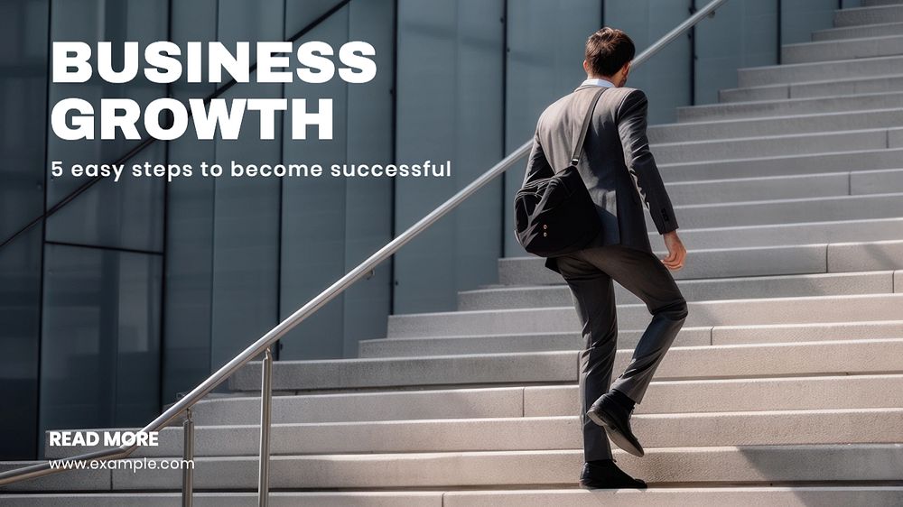 Business growth blog banner template, editable text