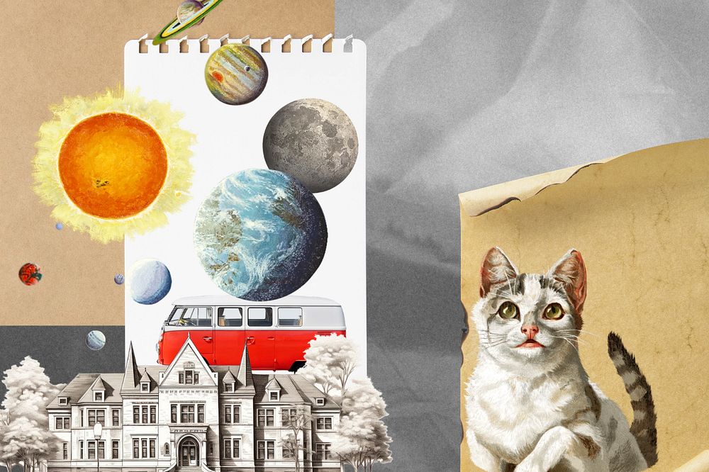 Cat collage art,  editable community remix