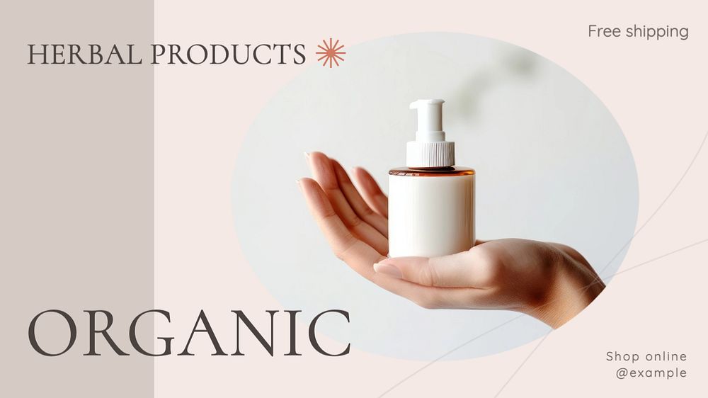 Organic products blog banner template, editable text