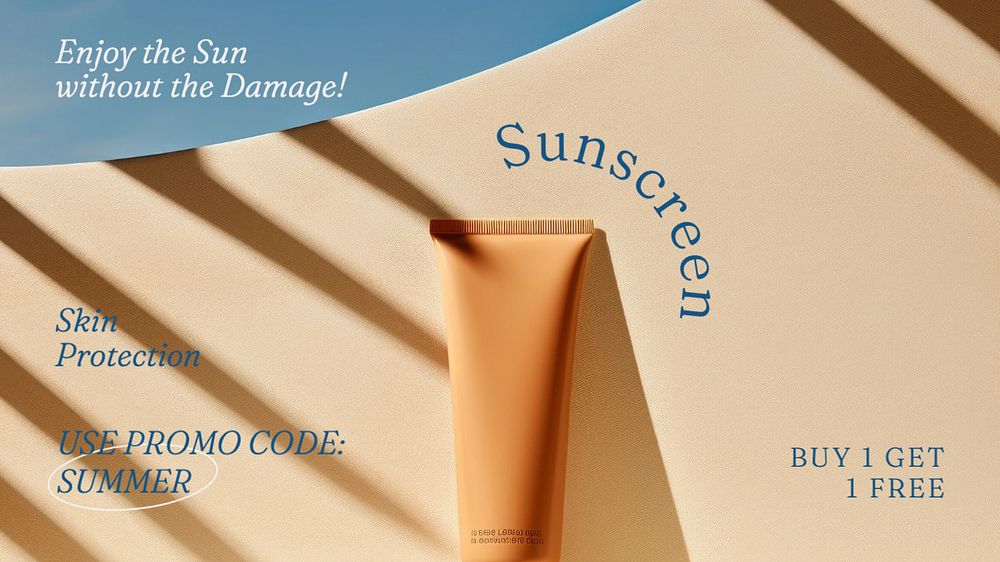 Sunscreen advertisement blog banner template, editable text