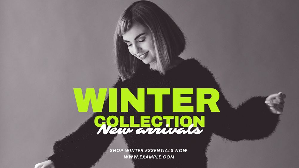 Winter collection blog banner template, editable text