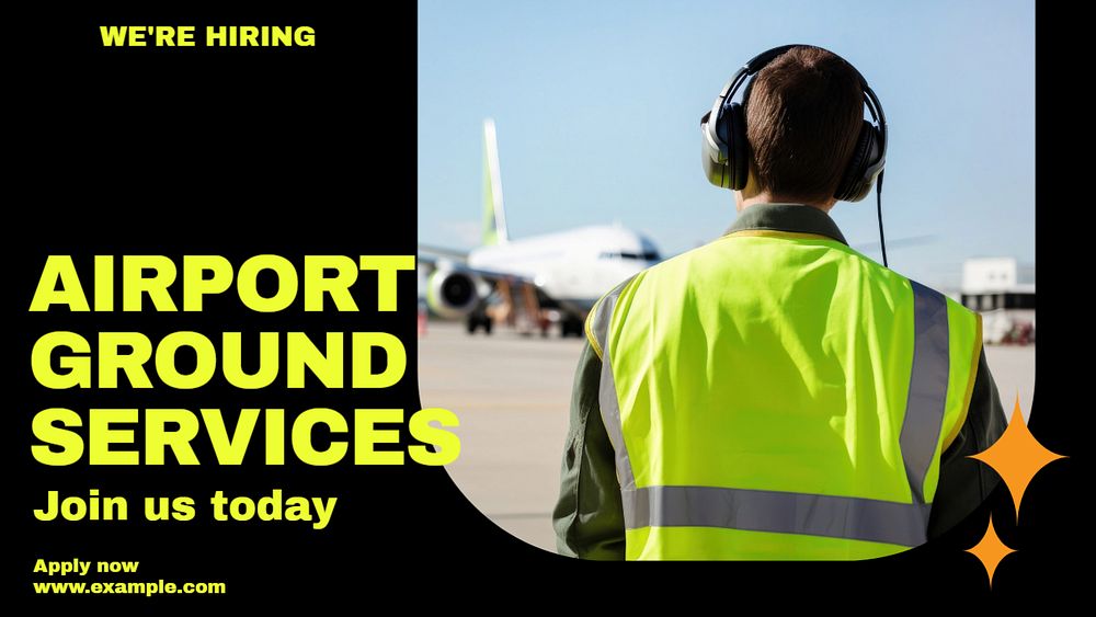 Airport ground services blog banner template, editable text