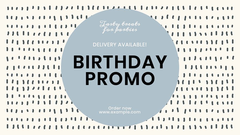 Birthday promo blog banner template, editable text