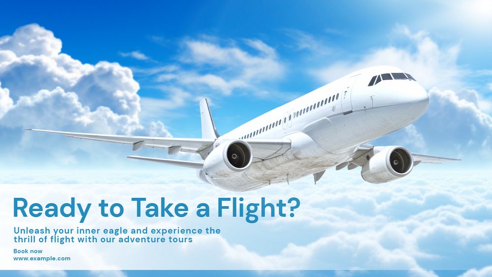 Flight booking blog banner template, editable text