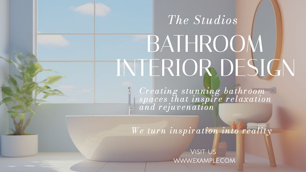 Bathroom Interior design blog banner template, editable text