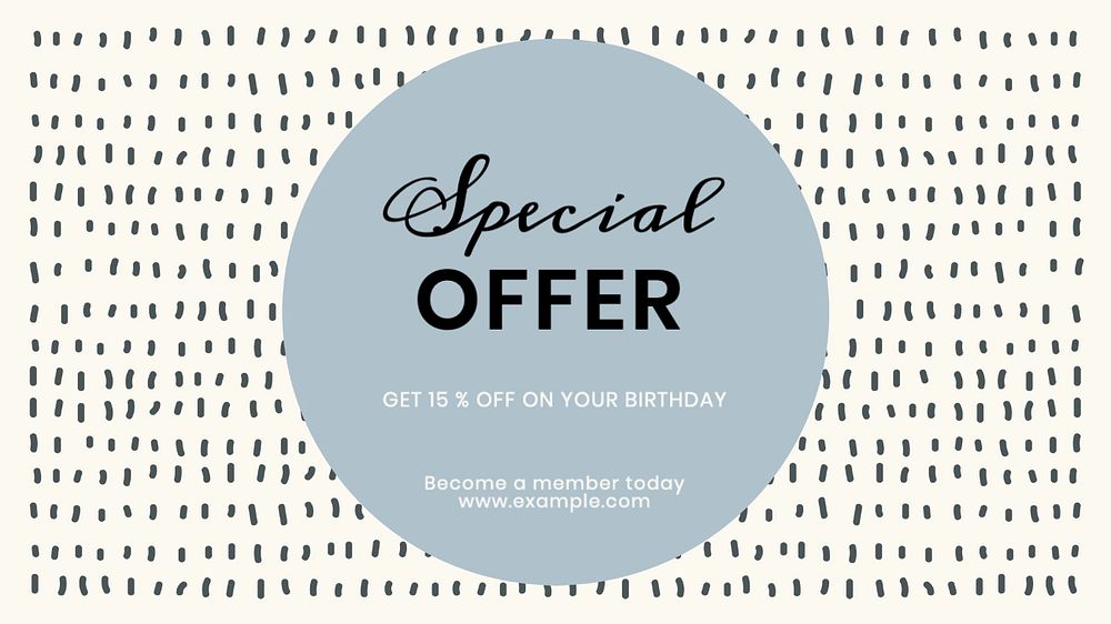 Birthday promotion blog banner template, editable text