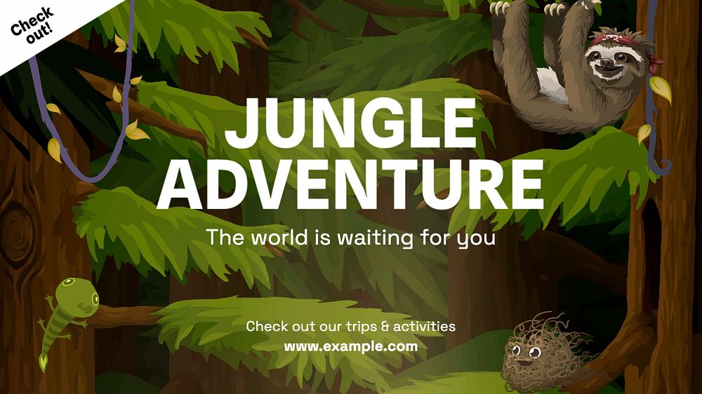 Jungle adventure blog banner template, editable text