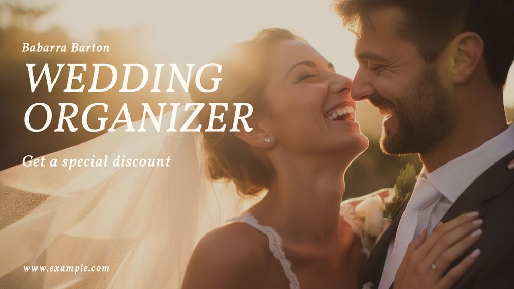 Wedding organizer blog banner template, editable text