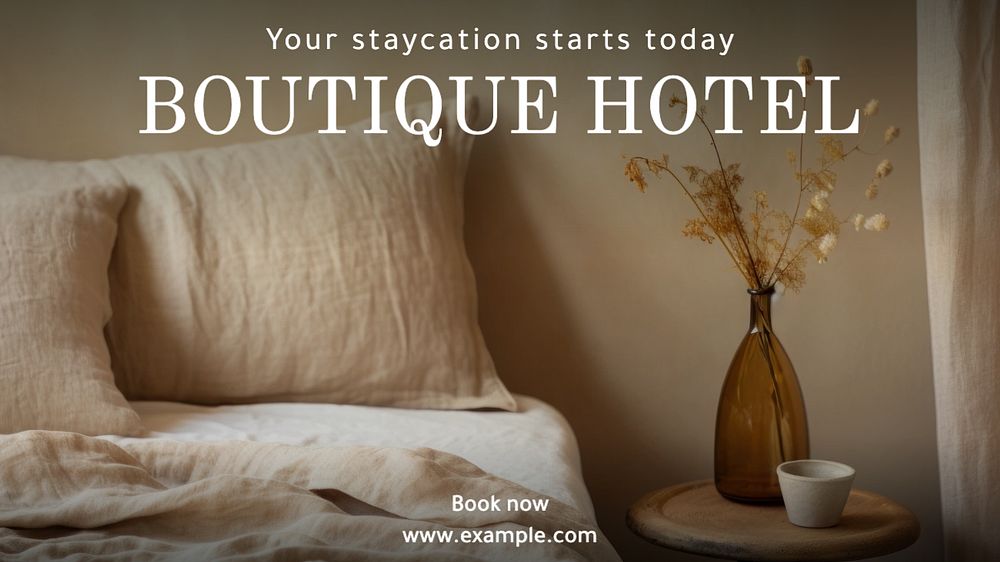 Boutique hotel blog banner template, editable text