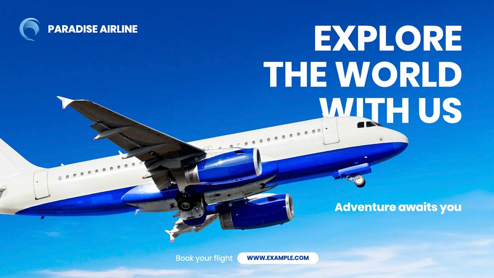 Airline ad blog banner template, editable text