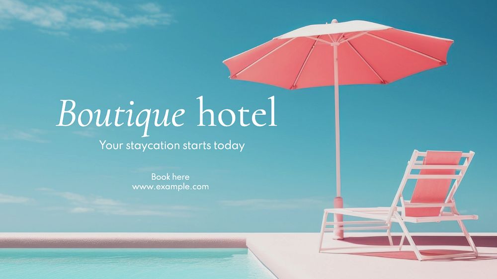 Boutique hotel blog banner template, editable text