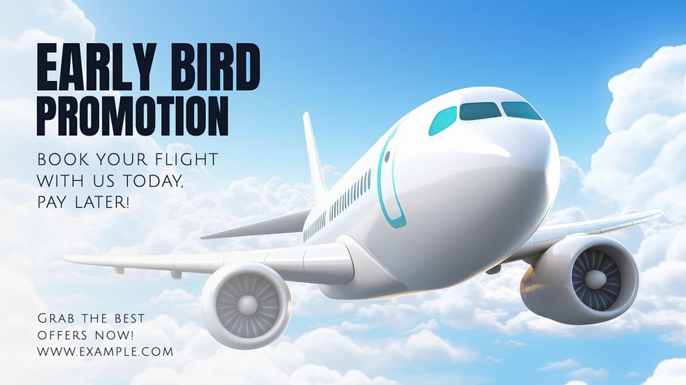 Flight promotion blog banner template, editable text