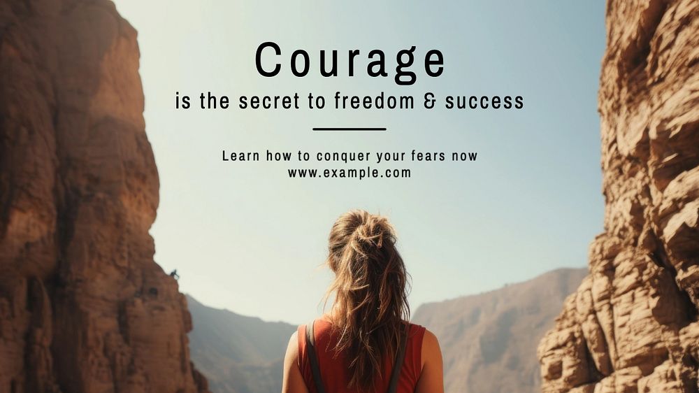 Courage & success quote blog banner template, editable text